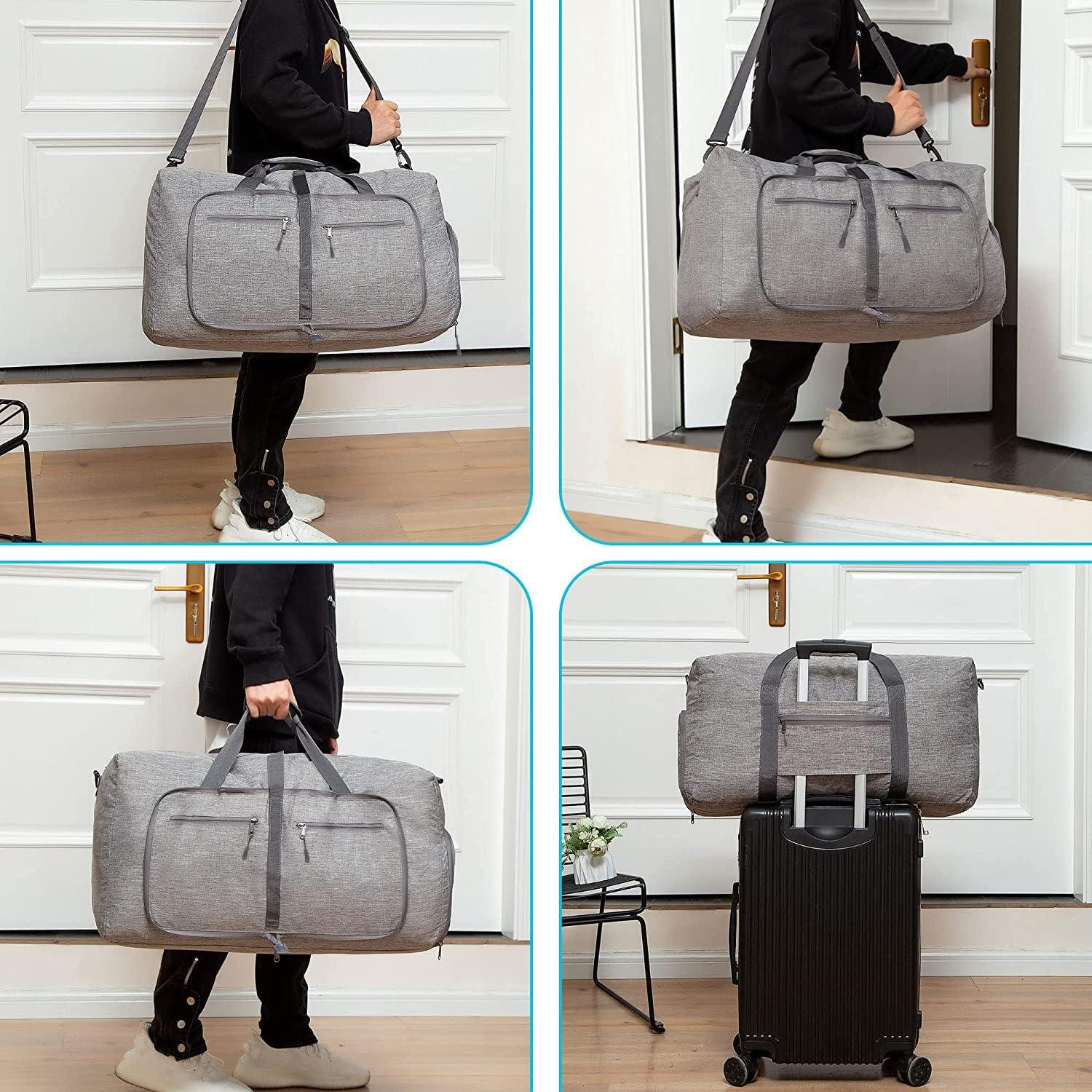 85L Große Reisetasche mit Schuhfach für Camping, Reisen, Fitness, Grau