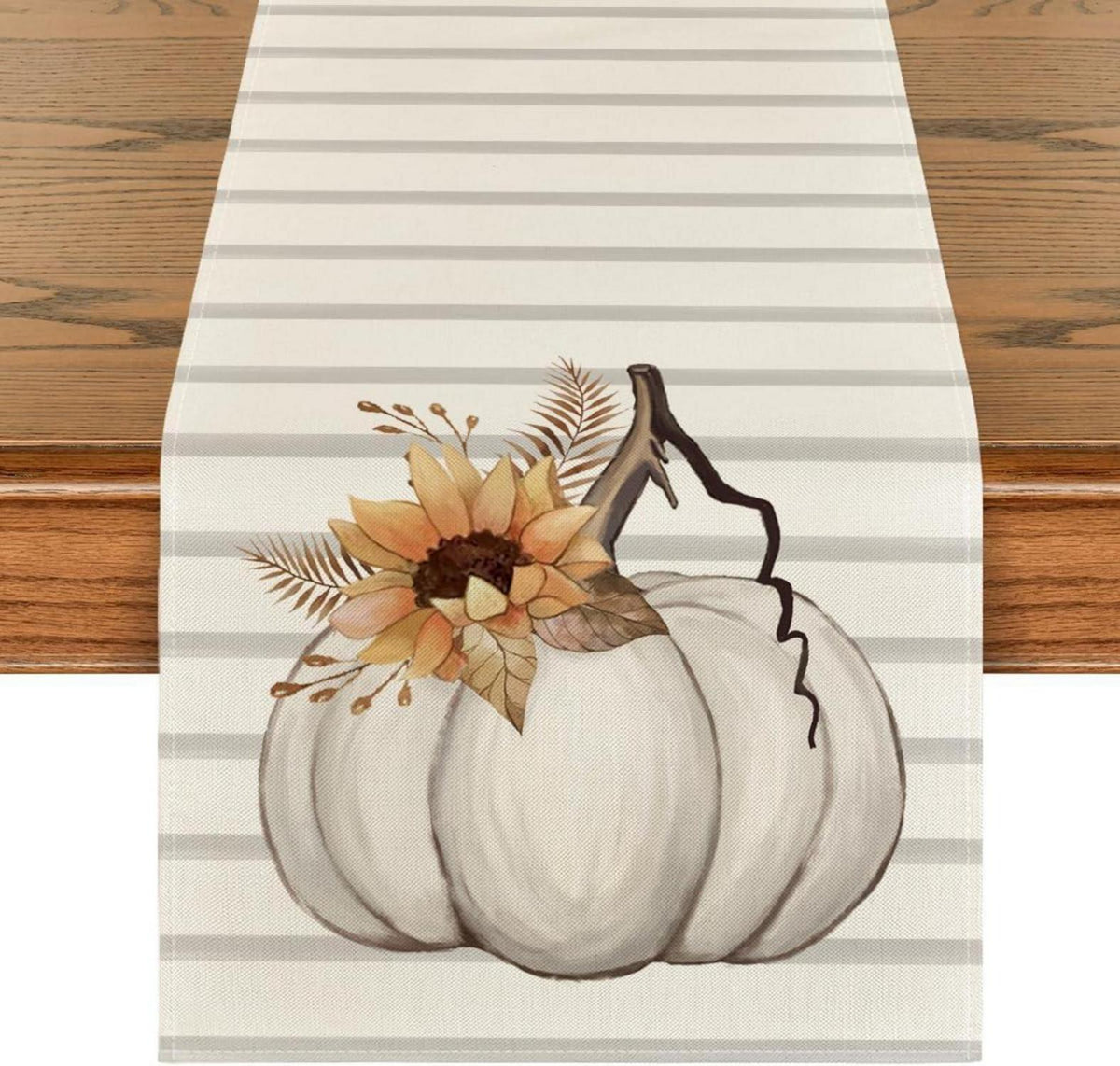 Herbst Tischläufer Sonnenblumen Kürbisse Streifen 40x180 cm