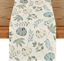 Herbst Tischläufer Blau Kürbisse Blätter Saisonal 40x180 cm