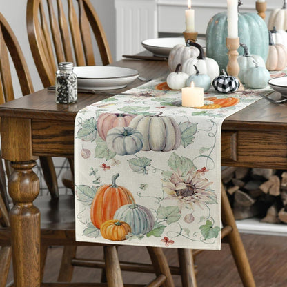 Herbst Tischläufer Sonnenblumen Blätter Dekoration 40x140 cm