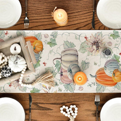 Artoid Mode Kürbisse Sonnenblumen Tischläufer Herbst Dekoration 40x140 cm Beige