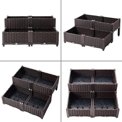 Mingone Hochbeet Kunststoff Blumenkasten Braun 80x80x23-38cm