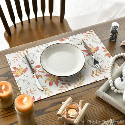 Orange Herbst Platzsets 4er Set 30x45cm - Waschbar & Deko - Küche Party Tischsets