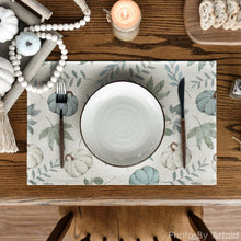 Herbst Kürbisse Blau Platzsets 4er Set 30x45cm Waschbar für