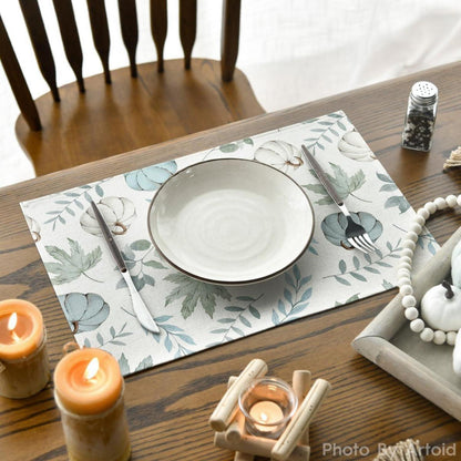 Artoid Herbst Blau Kürbisse Blätter Platzsets 4er Set 30x45cm