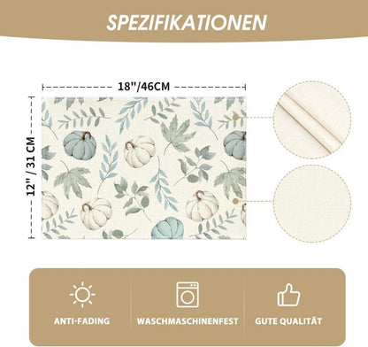 Artoid Blau Herbst Kürbis Blatt Platzset 4er Set 30x