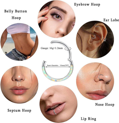 Nasenpiercing Set Chirurgenstahl Damen Helix Septum Hoop Tragus Opal CZ Ohr 9PCS