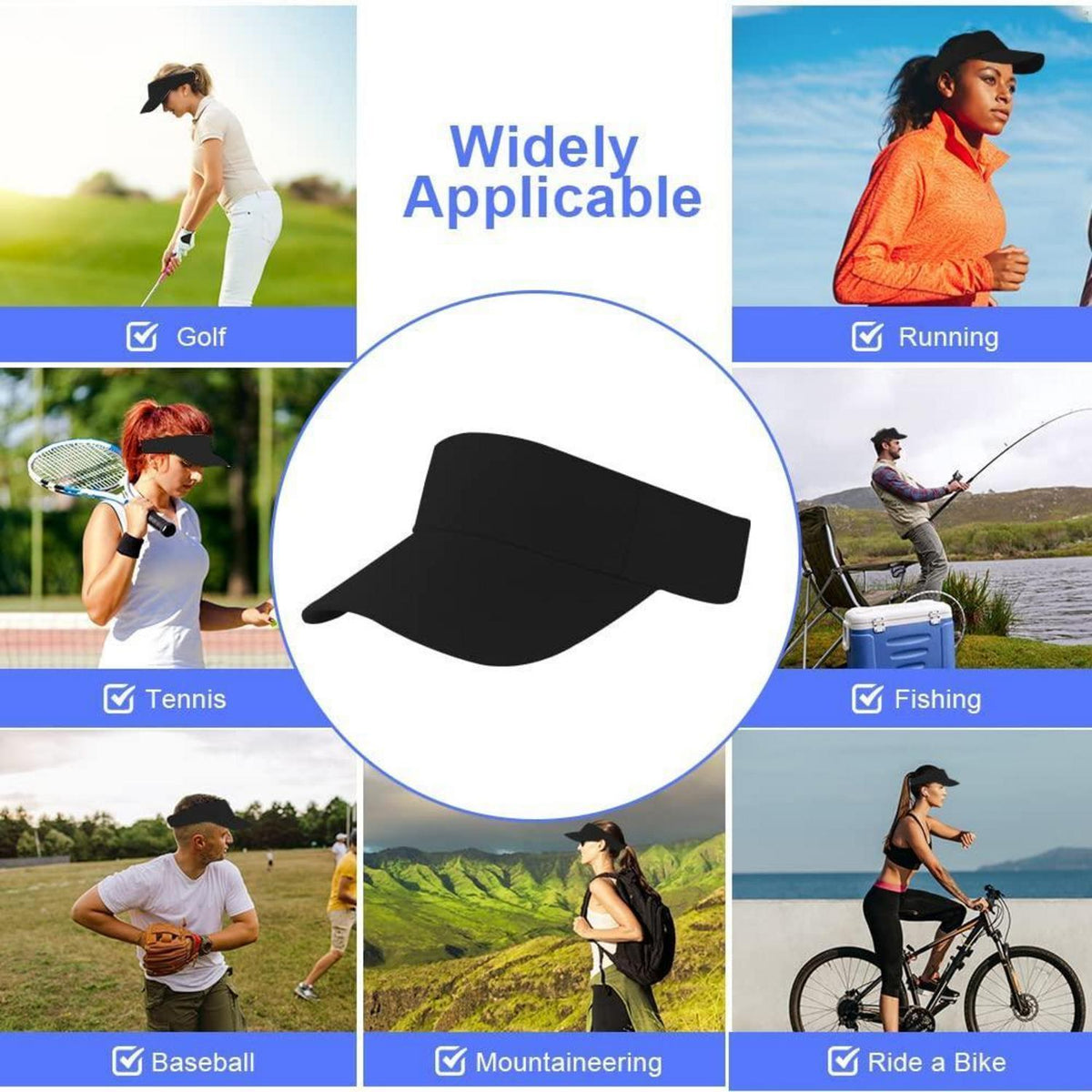 Visor Cap Herren Damen – Atmungsaktiv & Schweißabsorbierend Schwarz