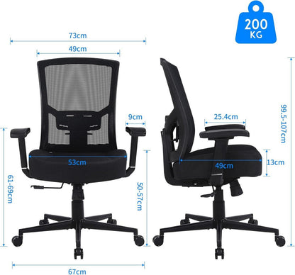 Bürostuhl 200KG Ergonomischer Schreibtischstuhl mit Verstellbaren