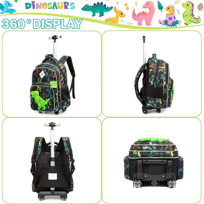 Rollender Rucksack für Mädchen 6-8 Jahre – Koffer-Set mit Lunchbox