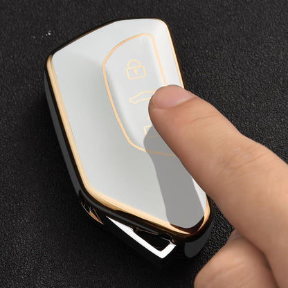 Schlüsselhülle VW, Seat, Skoda – TPU Silikon, Goldener Rand