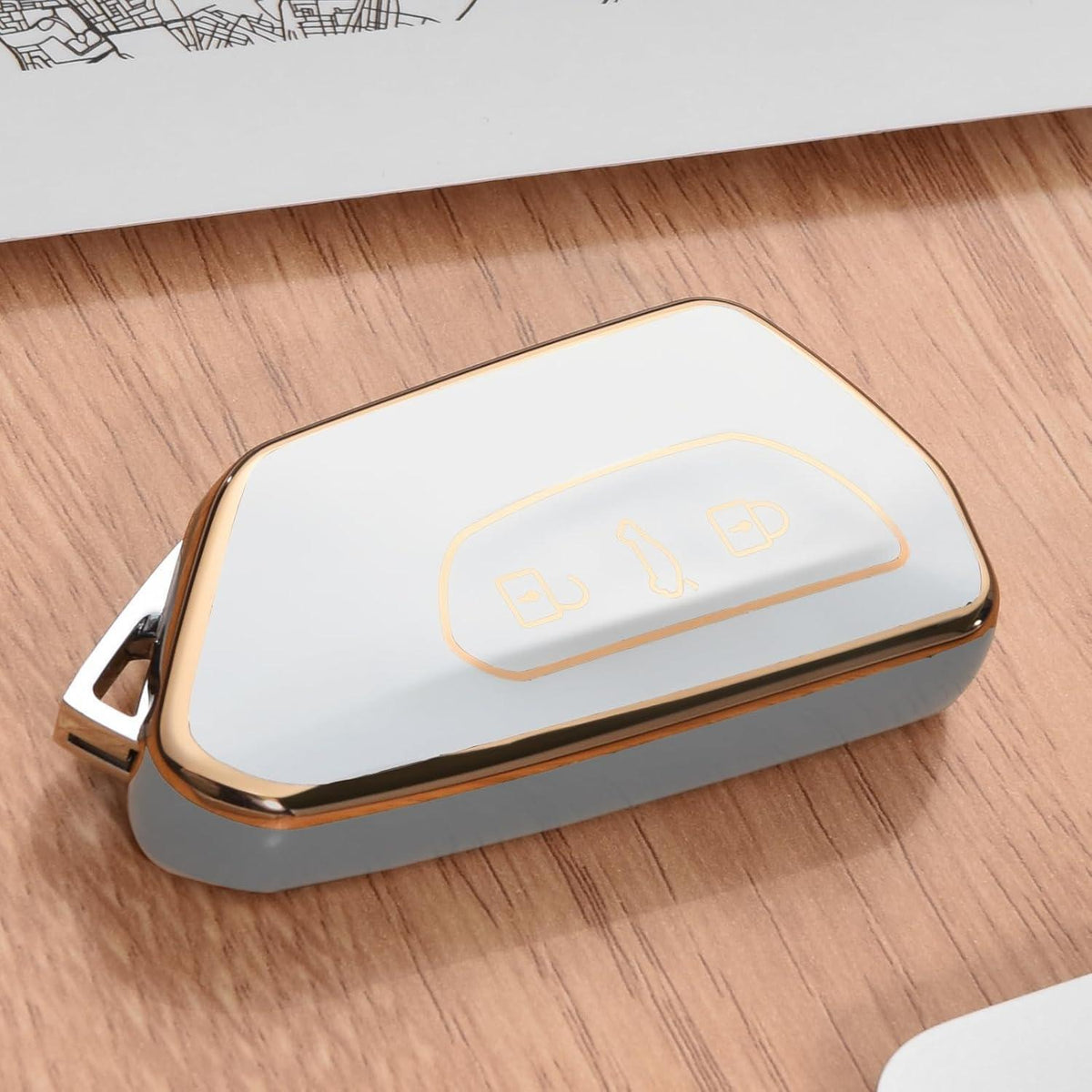 Schlüsselhülle VW, Seat, Skoda – TPU Silikon, Goldener Rand
