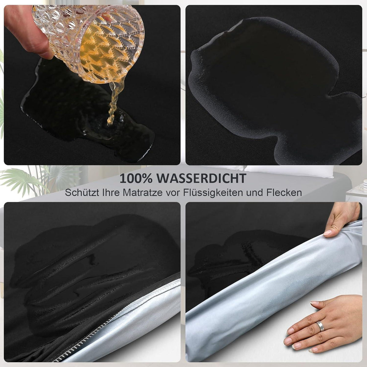 Wasserdichter Matratzenschoner 160x200cm Schwarz Atmungsaktiv