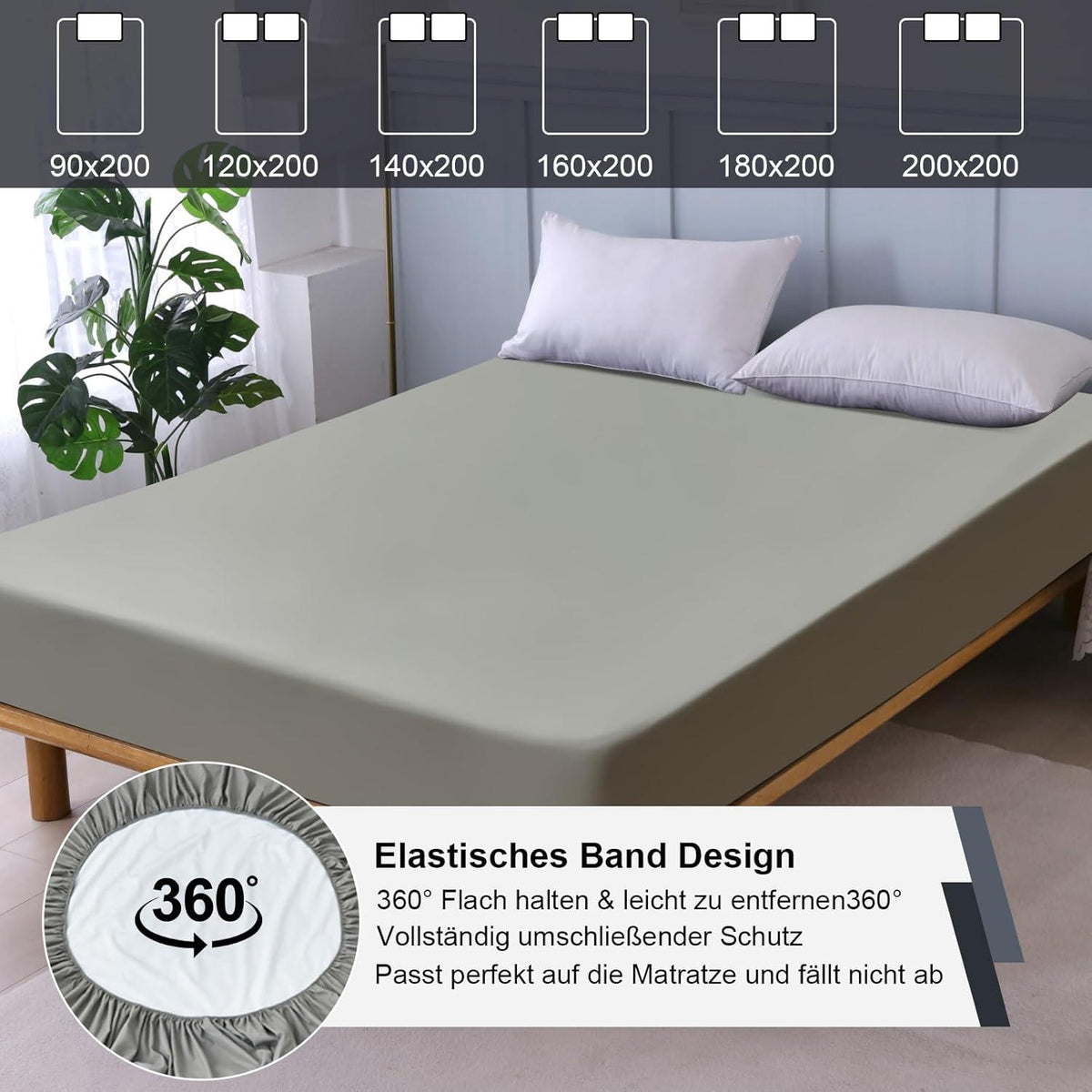 Ohano Wasserdichter Matratzenschoner 140x200cm grau - Atmungsaktive