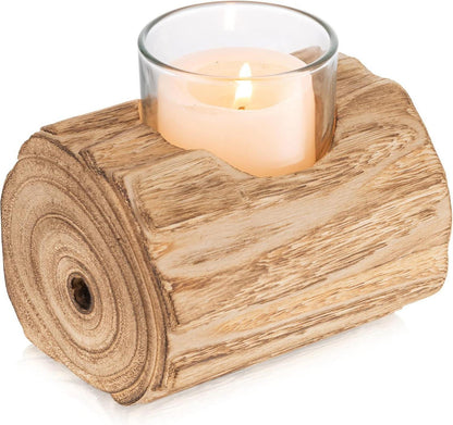 Teelichthalter Holz Herbst Deko Rustikale Kerzenständer Windlicht 11cm