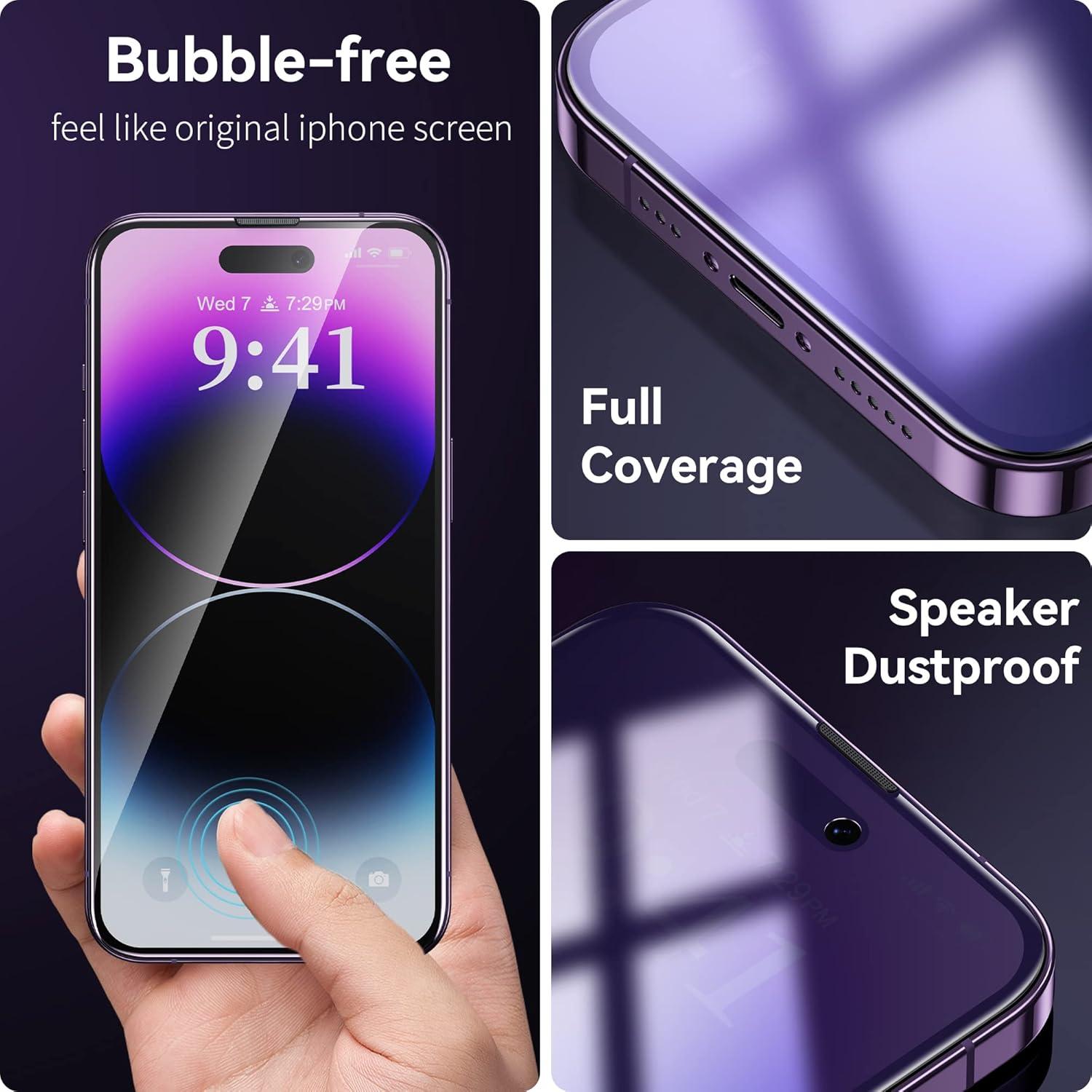 iPhone 14 Pro Sichtschutz Panzerfolie Anti Blaulicht 28 Degree 2er