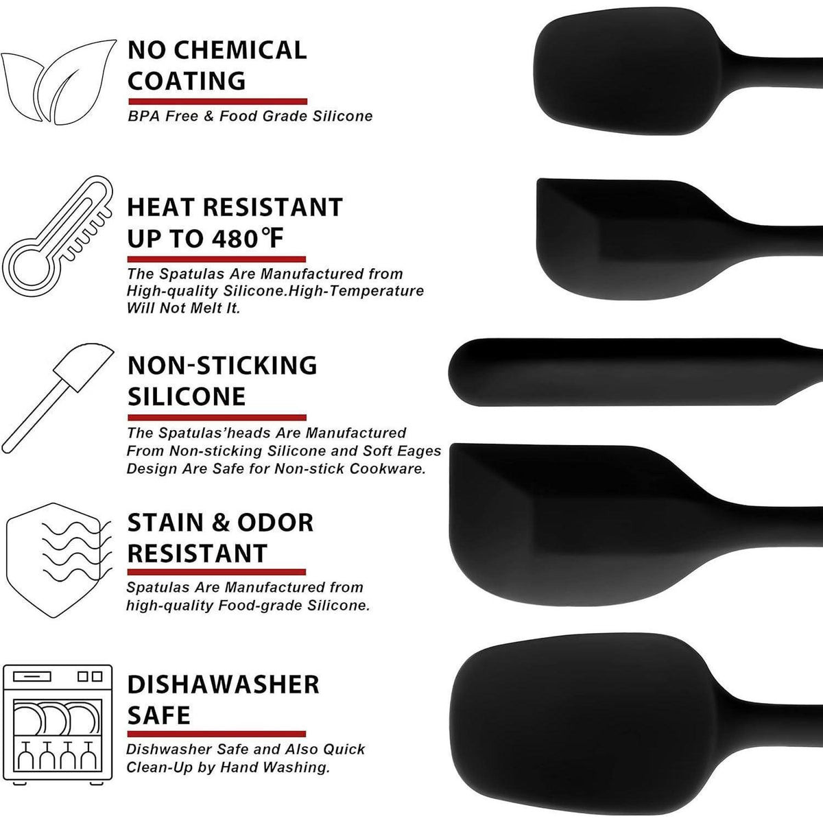 Silikon Spatel Set 5-teilig – Hitzebeständig & Antihaft