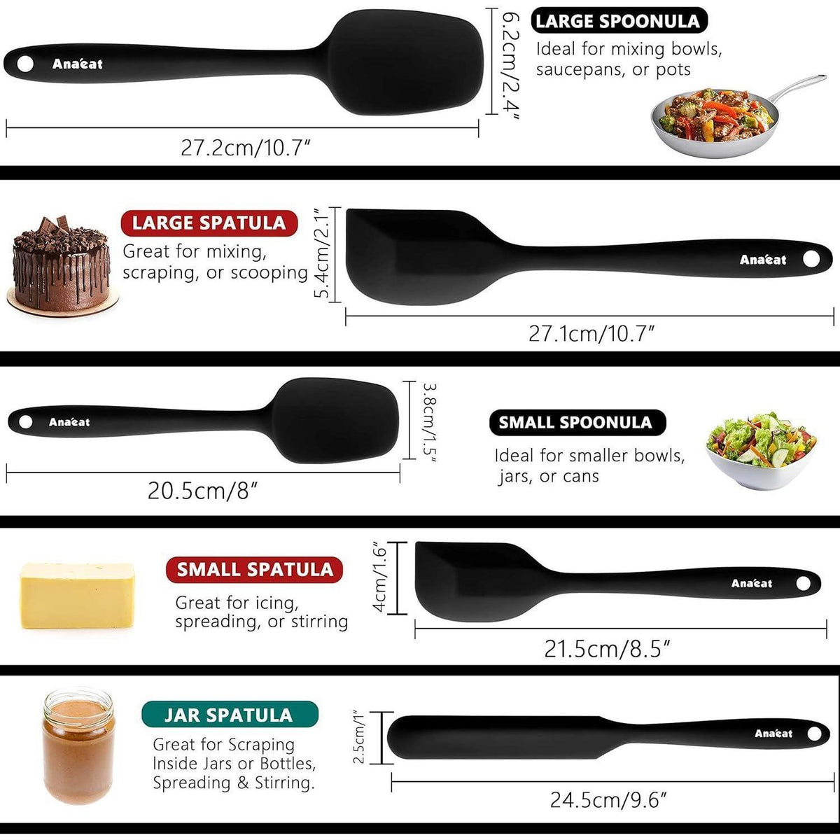 Silikon Spatel Set 5-teilig – Hitzebeständig & Antihaft