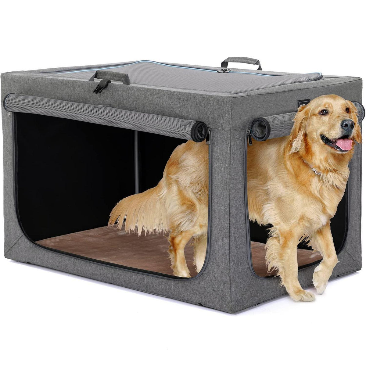 Faltbare Hundebox für große Hunde – Komfortable Schlafbox Grau L