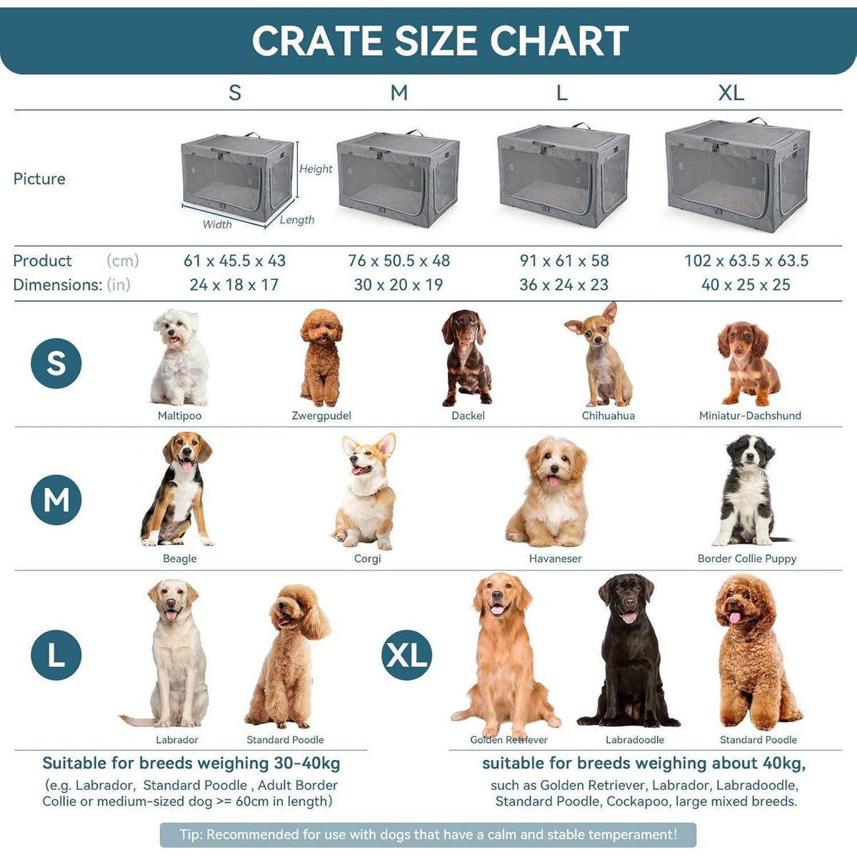 Faltbare Hundebox für große Hunde – Komfortable Schlafbox Grau L