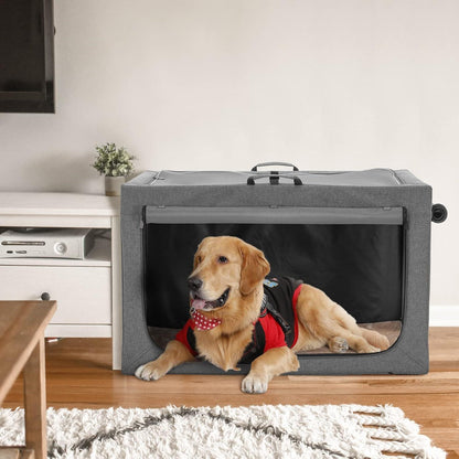 Faltbare Hundebox für große Hunde – Komfortable Schlafbox Grau L