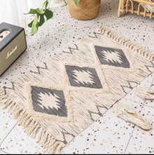 Boho-Teppich Läufer Baumwolle Marokkanisch Waschbar Grau 60x130 cm