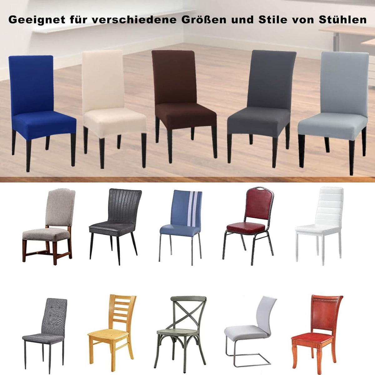 Stuhlhussen Schwingstuhl 4er Set Dunkelbraun, Abnehmbar & Waschbar