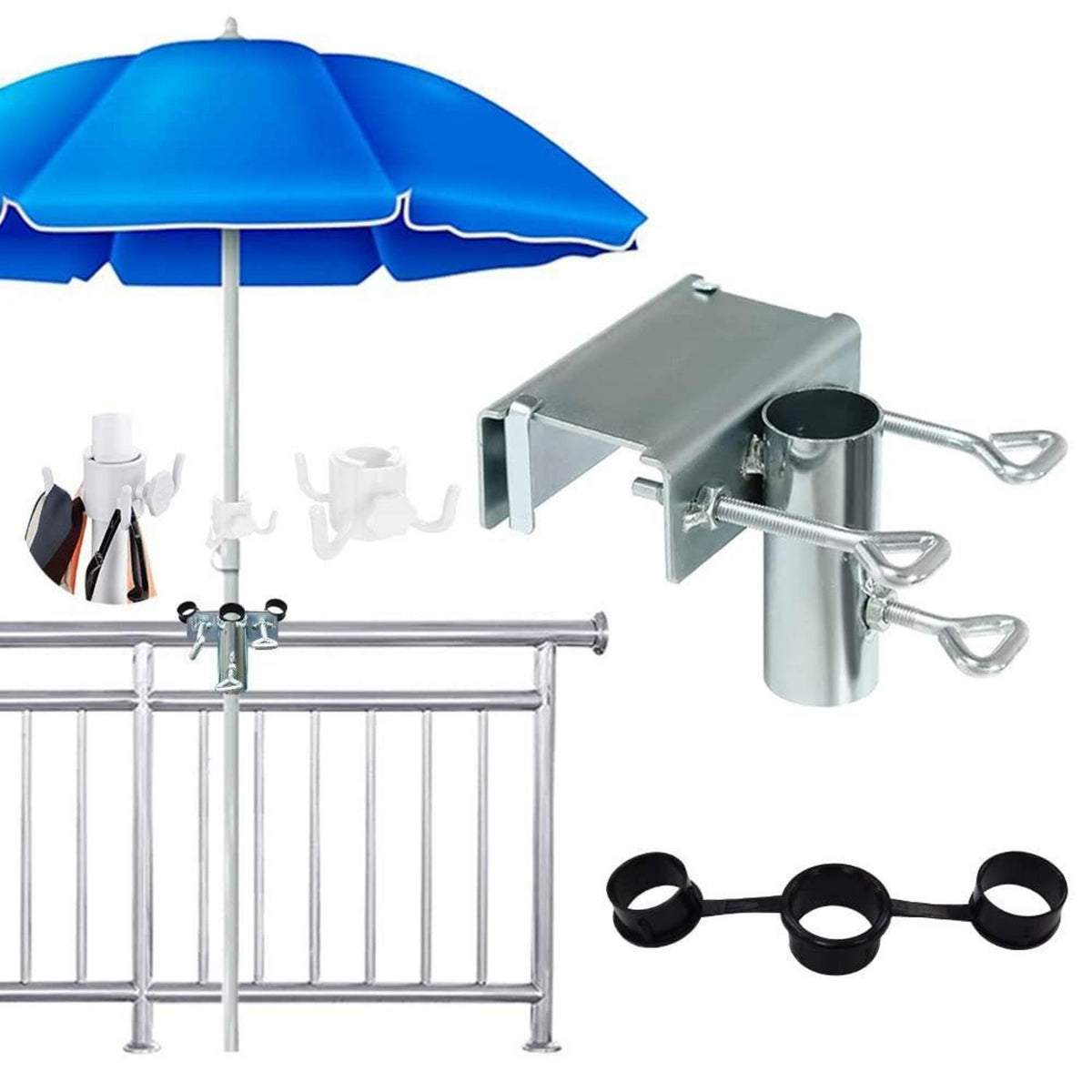 Balkon Sonnenschirmhalterung für Geländer, Ø25-38mm, bis 5cm Breite