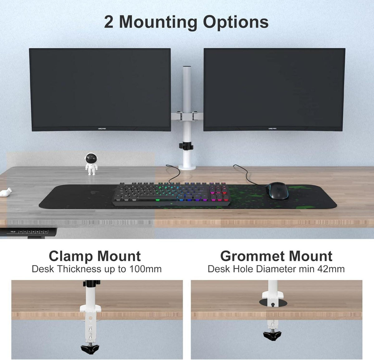 Monitor Halterung für 2 Monitore 27 Zoll verstellbar bis 10 kg VESA