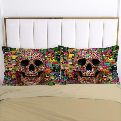 Totenkopf Bettwäsche Set 135x200 cm, 4-teilig, 3D Bunt