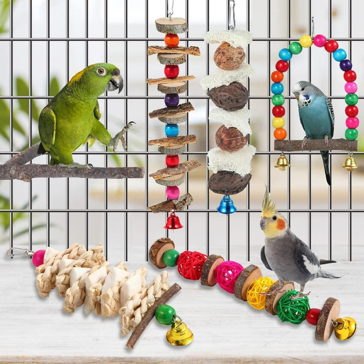 Vogelsitzstange Vogelspielzeug 6 Stück Naturholz
