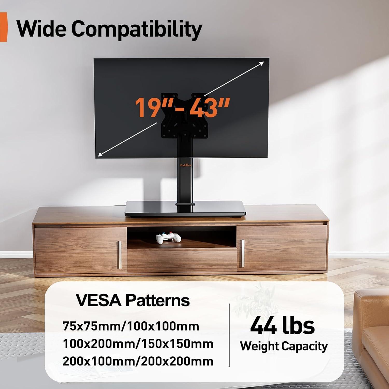 Perlegear TV-Ständer 19-43 Zoll schwenkbar höhenverstellbar VESA 200x200mm