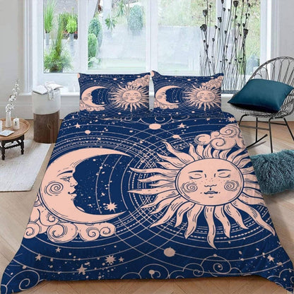 Sonne Mond Bettwäsche Set 135x200 cm, 4-teilig, 3D Böhmen Design