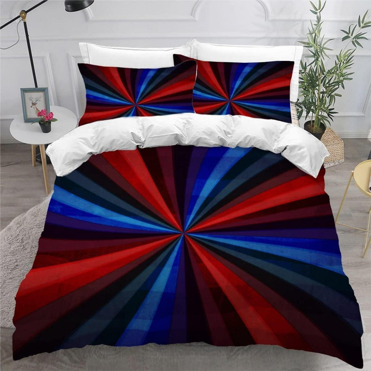 Bettwäsche-Set 135x200 cm, 4-teilig, Retro-Stil mit 3D-Motiv