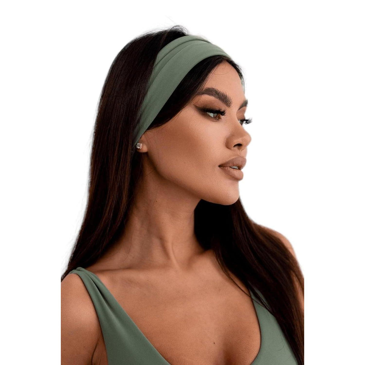Breites elastisches Stirnband Damen, weich und vielseitig, Schwarz