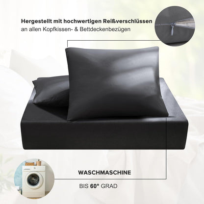 Bettwäsche Mikrofaser Anthrazit 220x240 cm + 2 Kissenbezug 80x80 cm
