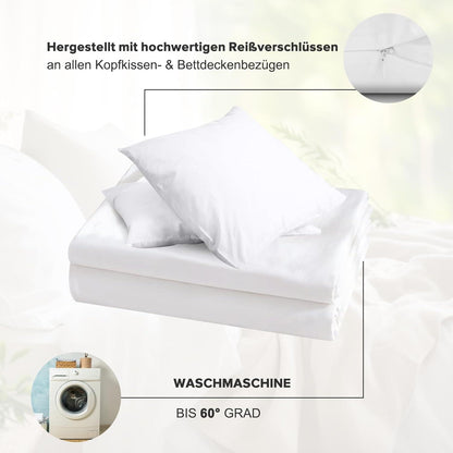 Bettwäsche 135x200 4tlg Sets Kissenbezüge 80x80cm Weiß Mikrofaser