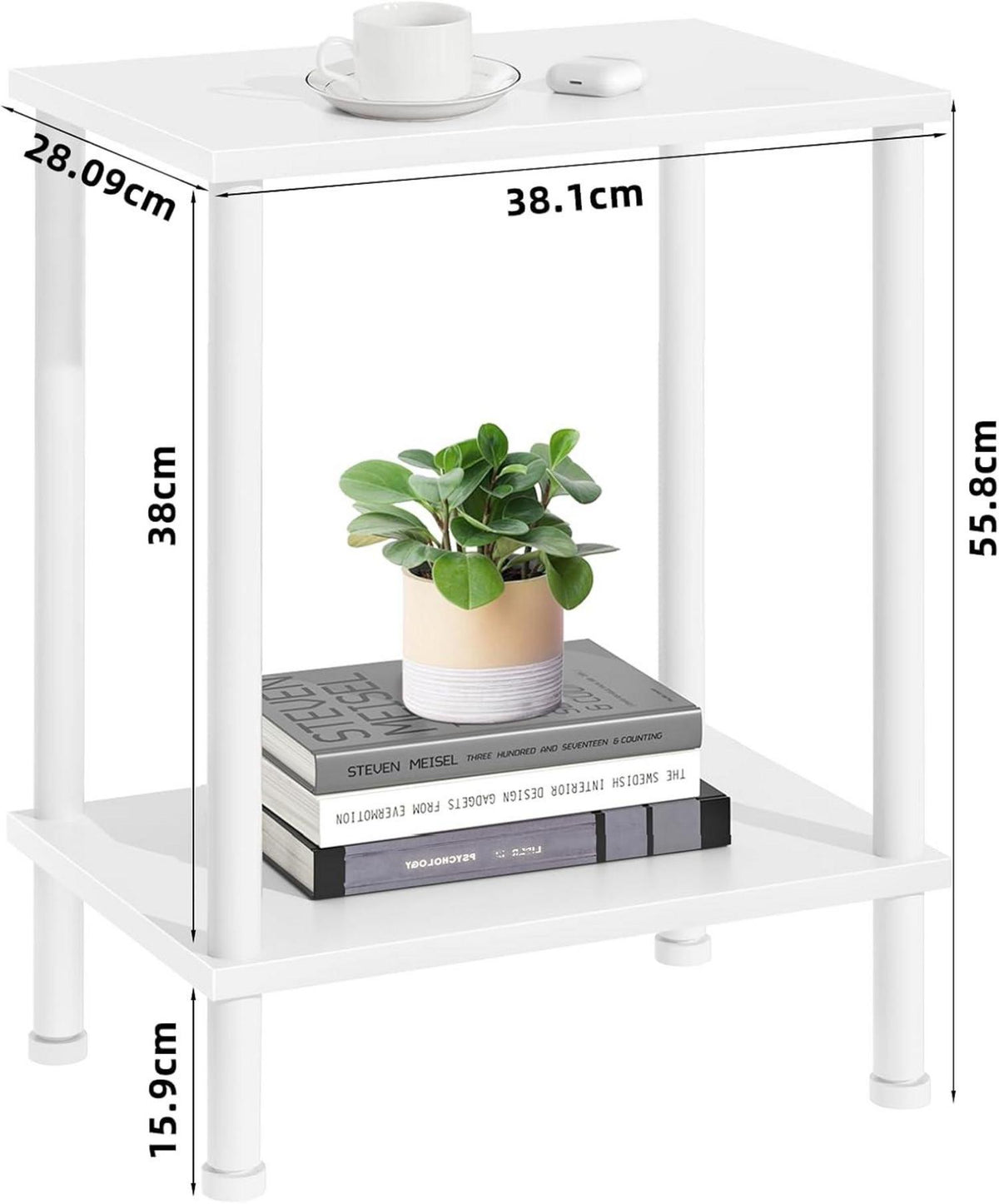 Modernes 2-Ebenen-Design Holz Beistelltisch 40x30x55 cm