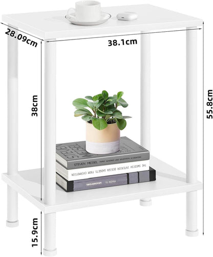 Modernes 2-Ebenen-Design Holz Beistelltisch 40x30x55 cm