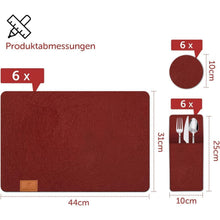 Filz Tischsets 18er Set Abwaschbar Hitzebeständig Burgunderrot