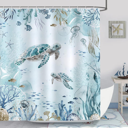 Bonhause Duschvorhang Meeresschildkröte Blauer Ozean 180x180cm