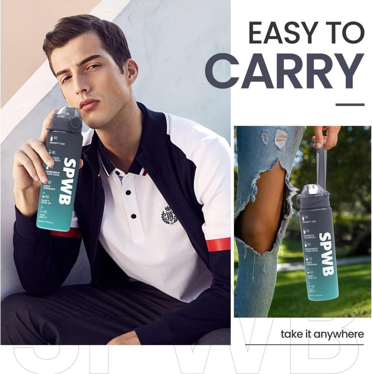 Sportflasche 1L BPA-frei Tritan Wasserflasche Filter Zeitmarkierung
