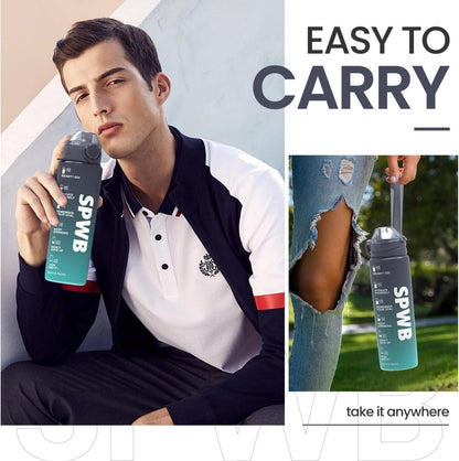 Sportflasche 1L BPA-frei Tritan Wasserflasche Filter Zeitmarkierung