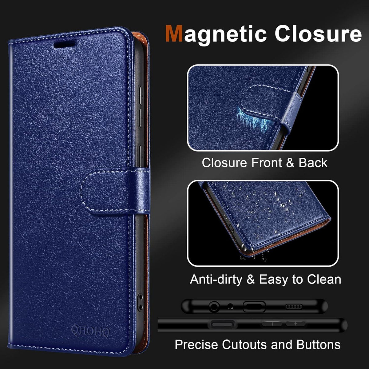 Samsung Galaxy A14 Handyhülle mit Panzer Glas Schutz und RFID Schutz - Blau
