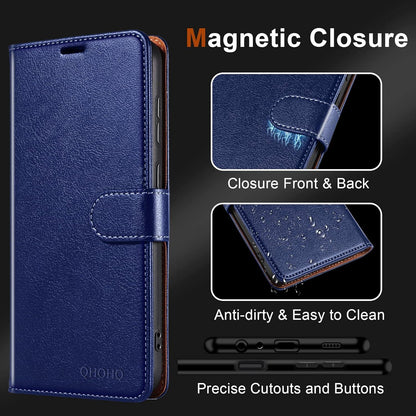 Samsung Galaxy A14 Handyhülle mit Panzer Glas Schutz und RFID Schutz - Blau