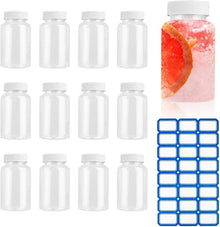 12er Set 100ml klare Saftflaschen mit Deckel und Aufkleber