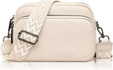 Crossbody Bag Damen Echtes Leder Umhängetasche Reißverschluss Schwarz