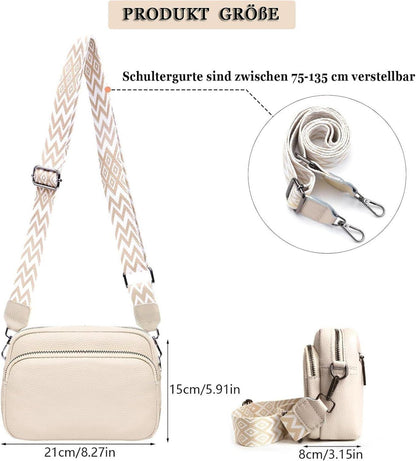 Umhängetasche Damen Echtes Leder Schwarz Crossbody Schultertasche