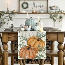 Herbst Tischläufer Orange Kürbisse Eukalyptus 40x100