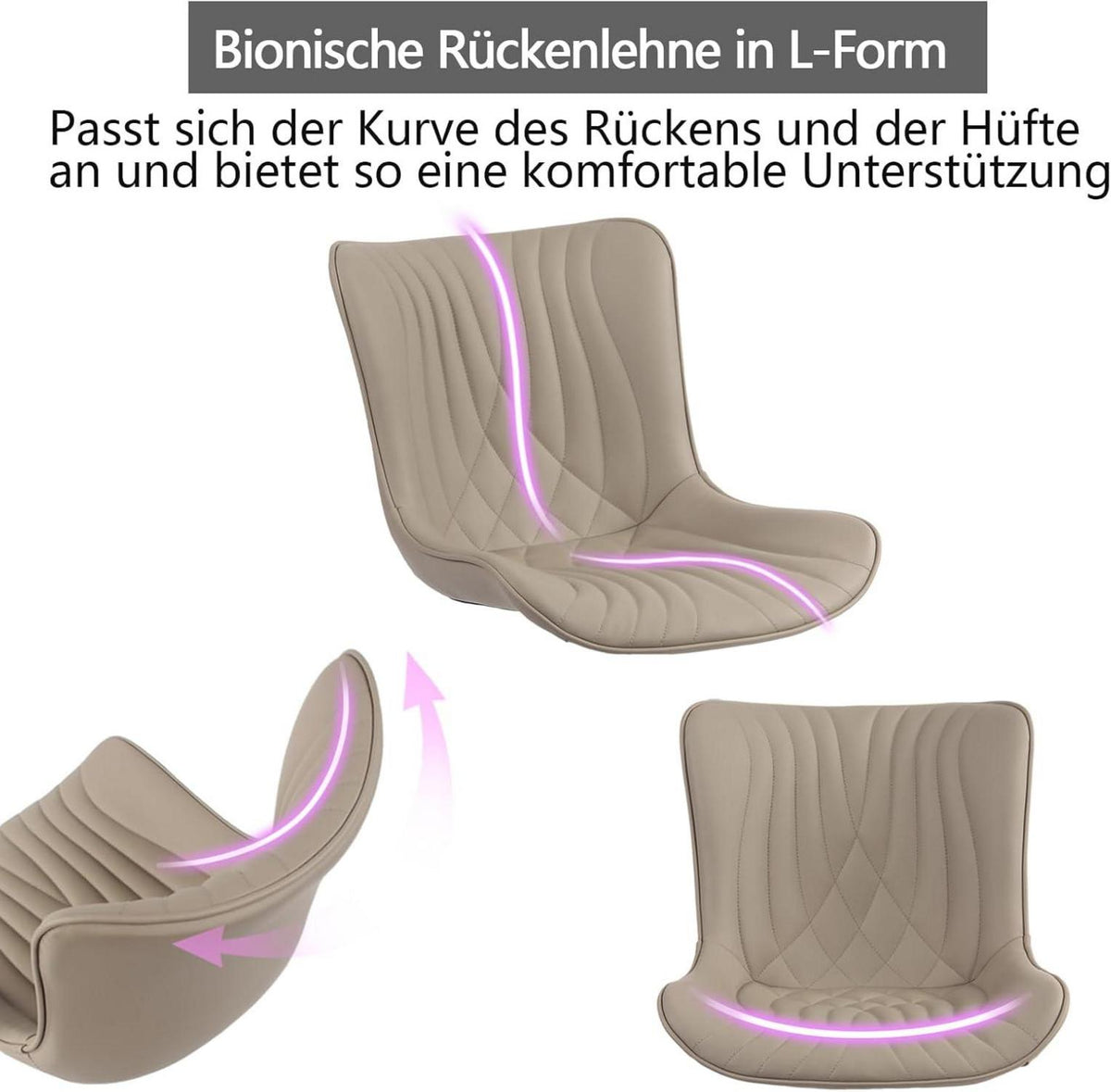 Ergonomischer Bürostuhl Drehstuhl Rollen Höhenverstellbarer Khaki